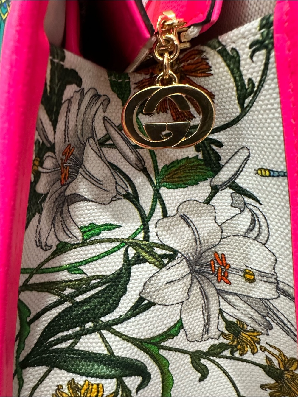 Gucci Flora Tote Pink Floral Canvas Crossbody Bag 550141 - Picture 9 of 17